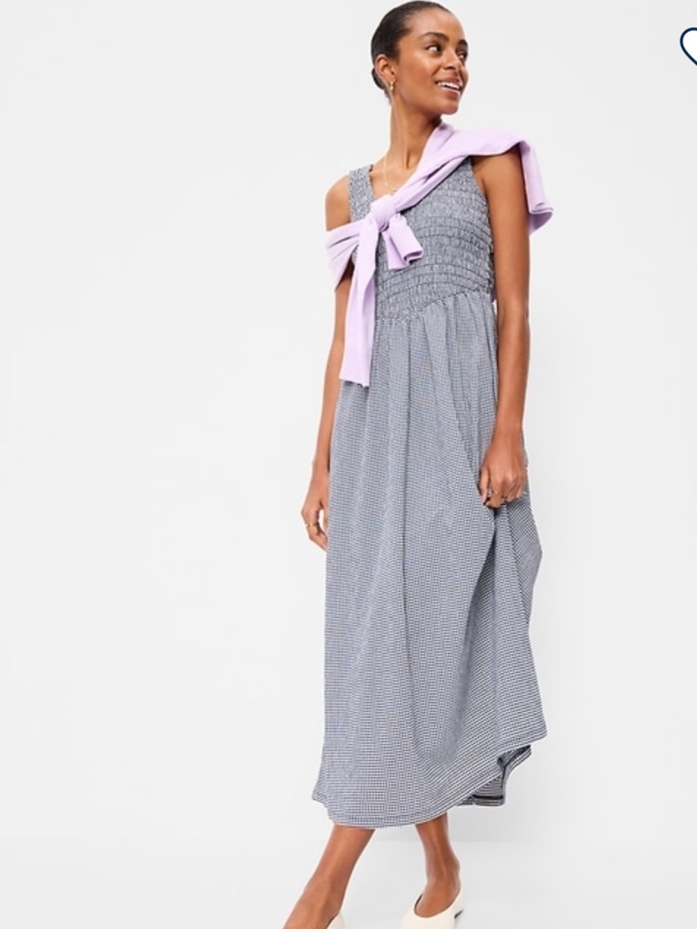 Fit & Flare Lightweight Smocked- Bodice Midi Dress